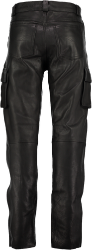 Mens 6 Pockets Jeans Style Black Combat Cargo Leather Trousers Pants Biker - Picture 2 of 5