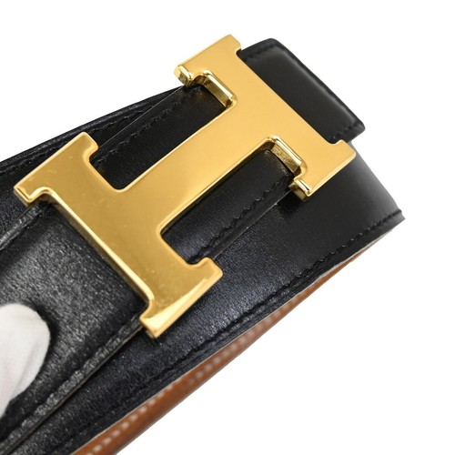 Cinturón HERMES H Logo Constance Hebilla Reversible Cuero Negro Marrón 82RF277 - Imagen 5 de 11