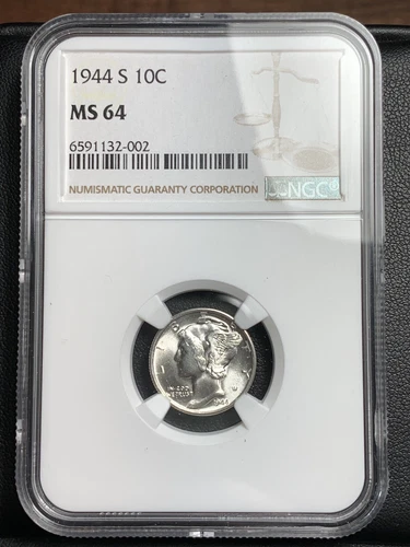 1944-S MERCURY DIME NGC MS64 "HIGH GRADE"