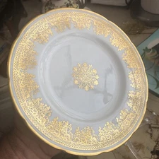 RARE ~ Foley Bone China England, 8“ Bread Dish~ Gold Flake ~ Amazing Detail ~