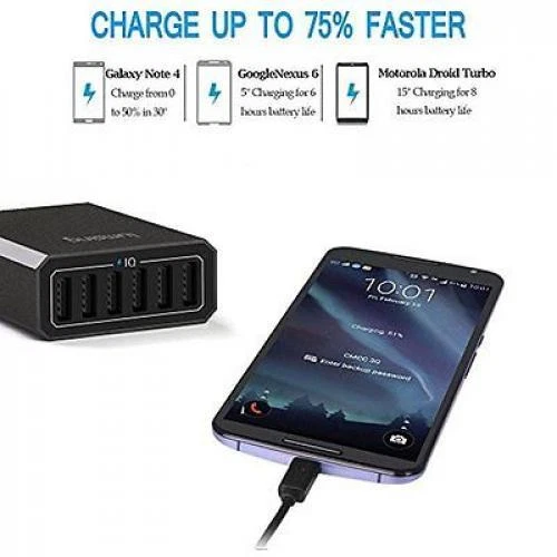 6 Port Desktop Charger 60W Multi USB Station Travel Hub 2 Fast Charging Cables - Image 3 of 4