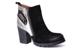 stiefelette schwarz silber