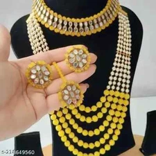 Joharibazar Indian Gold Plated Necklace Tika Kundan Choker Earring Jewelry Set d