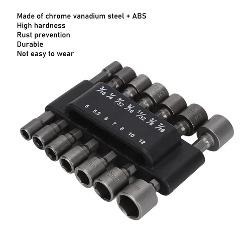 14pc POWER NUT Driver Bit Set Dual 1/4 Quick Change SAE & Metric MM Detent Shank - Picture 6 of 19