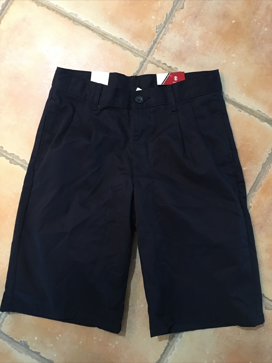 Izod 12 Husky Boys pleated navy adjustable waist school