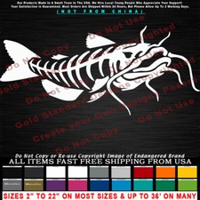 - Catfish Skeleton look Right Boat Lake River Car USA Truck Sticker Vinyl Decal
