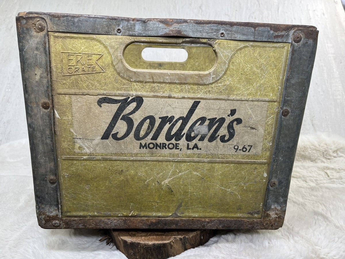 Bordens 60s' Metal Fiberglass Milk Crate Monroe, LA 9-67