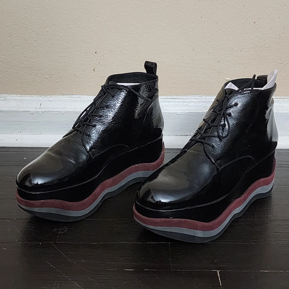 Paloma Barceló Rubicone Megan Lace-up Booties Black Patent Leather Platform IT40 - Image 4 of 4