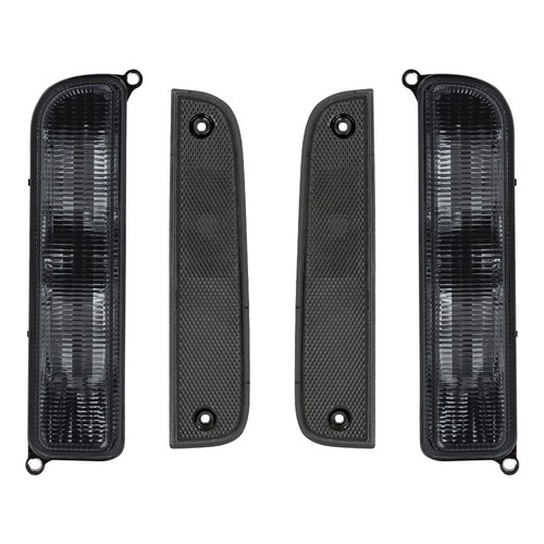 Corner Lights + Bumper Signal Lights For 1997-2001 Jeep Cherokee XJ Smoke/Chrome - Picture 8 of 9