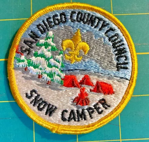 VINTAGE BOY SCOUT SAN DIEGO COUNTY SNOW CAMPER PATCH.