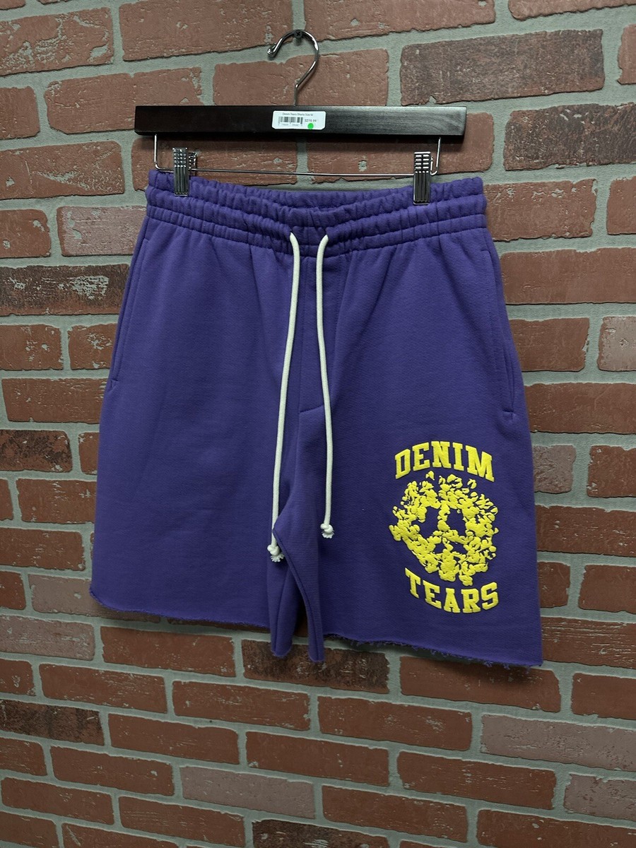 Denim Tears - Logo Print Drawstring Shorts Size: M Purple 100