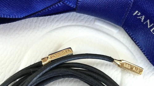 PANDORA | 14K GOLD LEATHER LARIAT CORD NECKLACE ✪NEW✪ 350956-150 350956 RARE USA - Picture 3 of 13