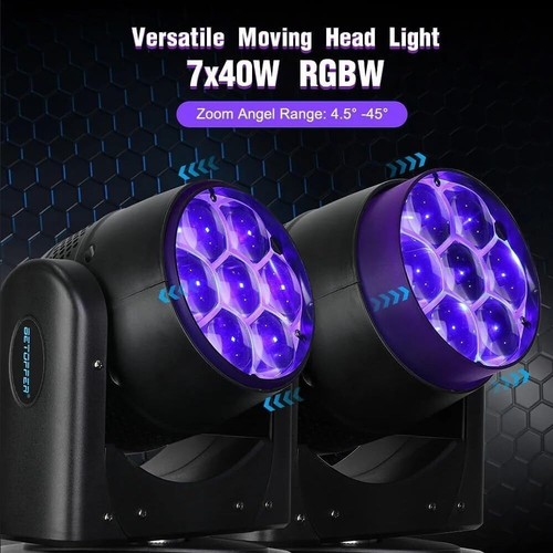 BETOPPER Moving Head Light 7x40W RGBW Beam/Wash/Zoom/CTO Effect Bee Eye LED - Picture 2 of 10