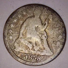 1858 LIBERTY SEATED SILVER HALF DIME................with FREE shipping