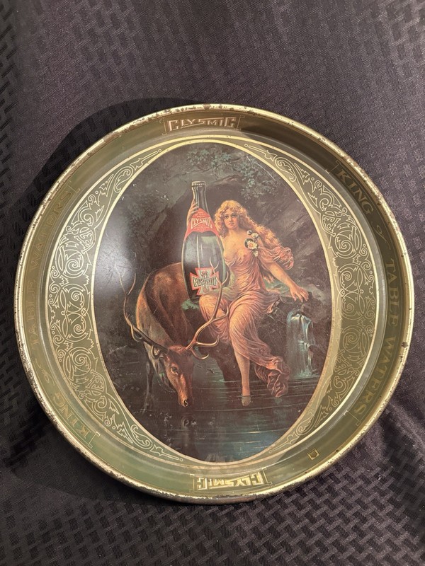 Vintage Clysmic King Of Table Waters 14" Metal Serving Tray