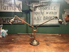 Faries Double Arm Desk Lamp Industrial Japanned Copper Oc White Flashed Lighting