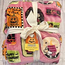 NWT Berkshire x Peanuts VelvetLoft Blanket Full Queen Halloween Throw Snoopy NEW