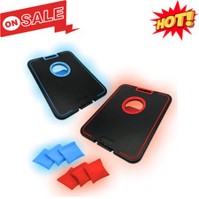 LED Cornhole Board Set Light Up Bean Bag Toss with 6 Bags by MinnARK Yard Game