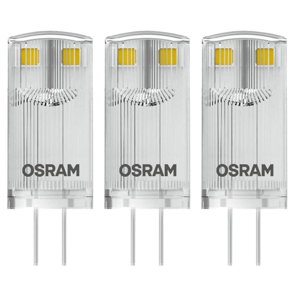 3 X Osram Led Stiftsockellampen 0,9W = 10W G4 Klar 12V 100Lm Warmweiß 2700K 320°-image