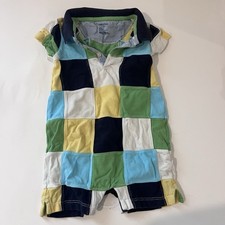Baby Gap Baby Boys Polo Romper Colorful Blocks Pique 12-18m Summer Short Sleeve
