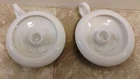 2 Vintage Fenton Milk Glass Candle Holder Hurricane Lamp Base Finger Loop Pair