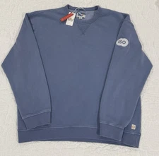 Marine Layer Men's Cloud 9 Fleece Sweatshirt Pullover Large Blue ISO Logo Sleeve
