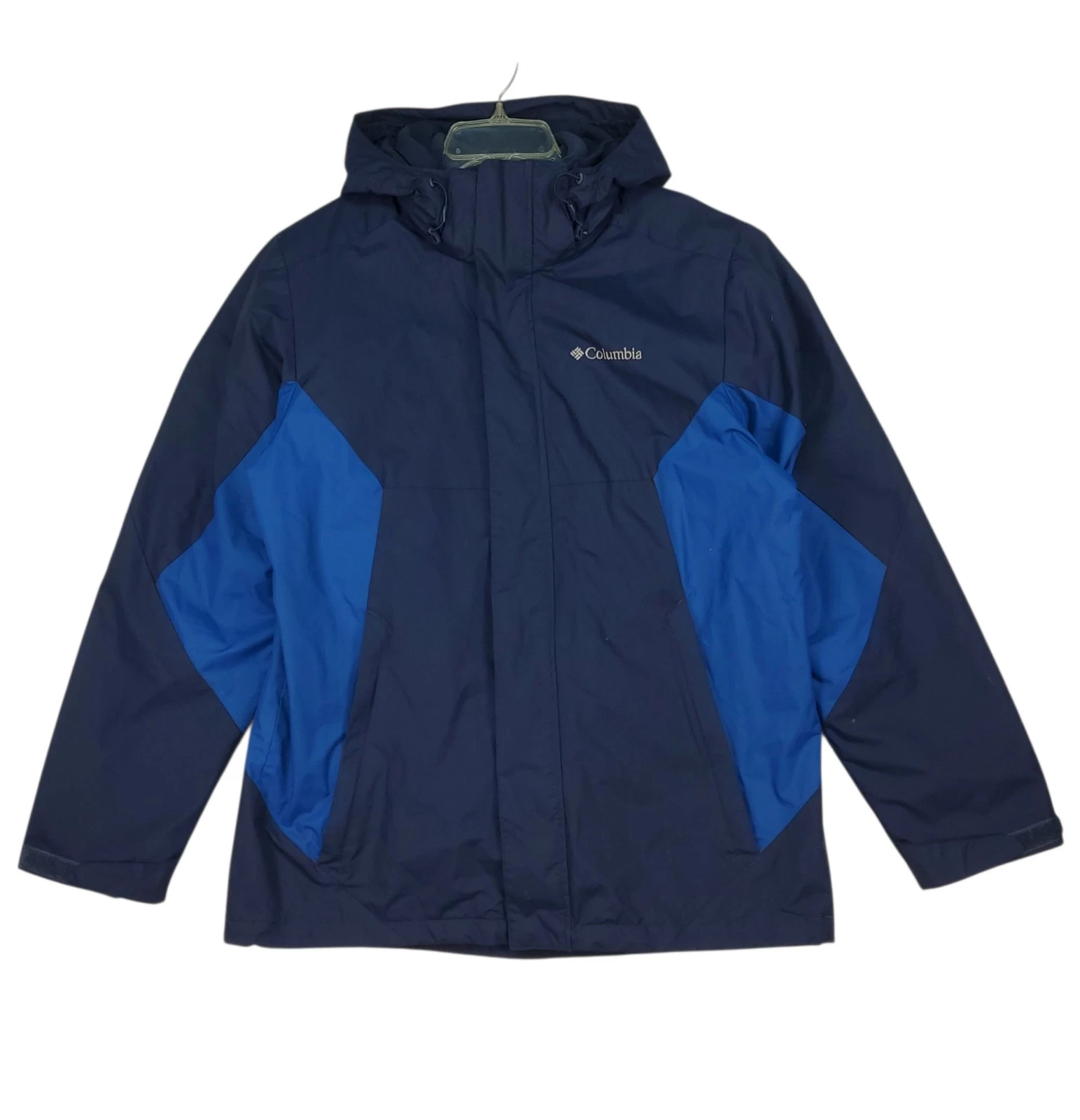 Columbia Interchange Jacket Coat Womens Blue Nylon Full Zip Hood Snow Ski Winter
