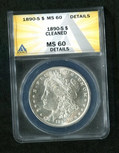 1890-S Morgan Silver Dollar MS60, ANACS  (cleaned)...great details