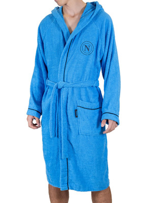 Peignoir SSC Naples En Micro-éponge 100% Coton – Adulte, Mixte, Logo Officiel, Ceinture Réglable, Lavable En Machine