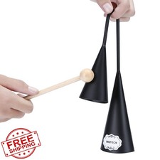 Agogo Bell, Two Tone, Traditional Latin Percussion Instrument with Wooden Stick