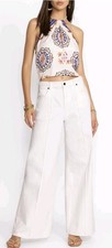 NEW Johnny Was Womens The Braided Wide Leg Jeans White 27X32 Boho Coastal