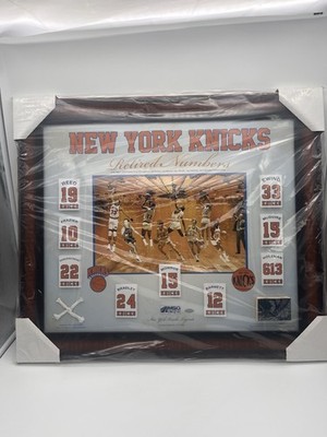 NY Knicks Retired Numbers Limited Edition Floor Piece Frame Steiner