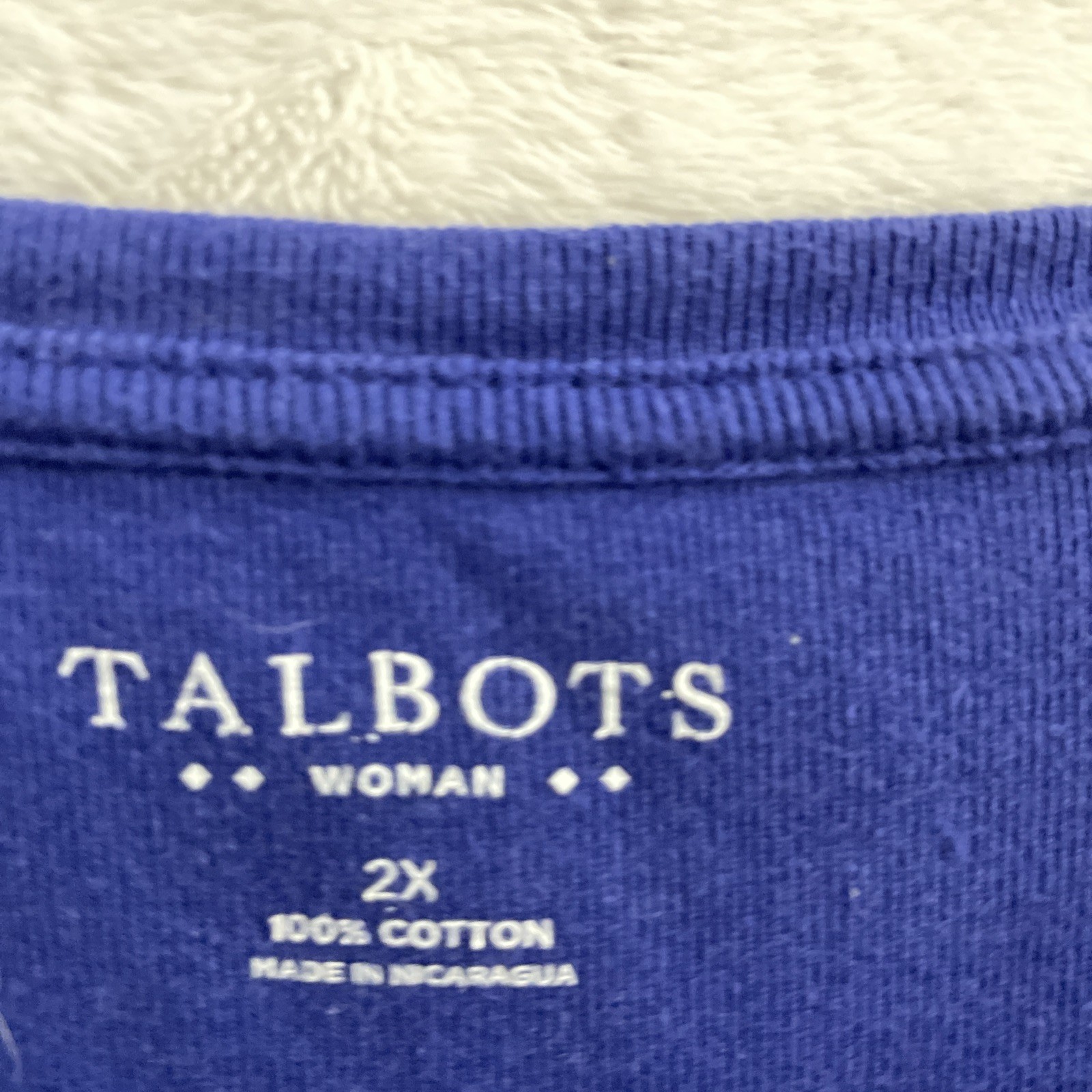 Talbots Womans Blouse Top Solid Blue Plus 2X Cott… - image 2