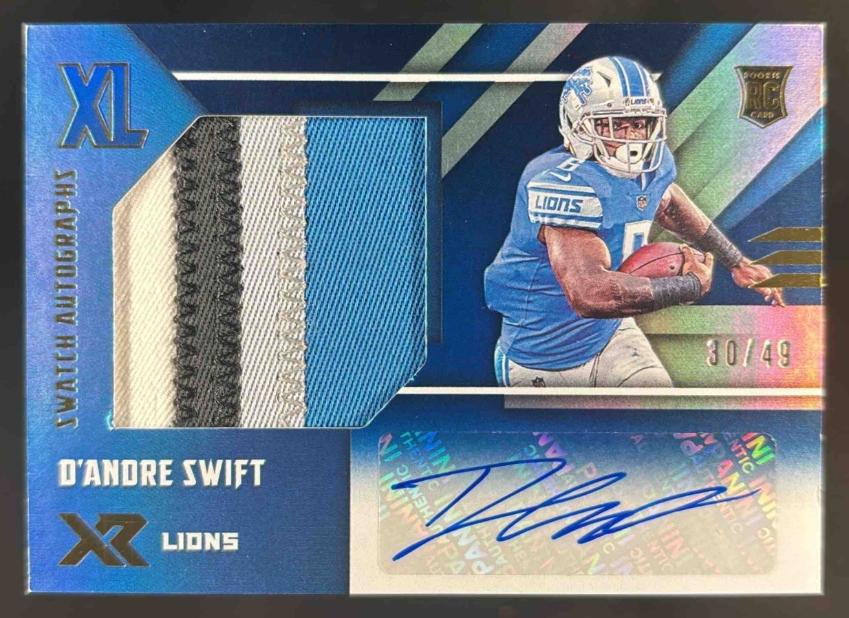 D'Andre Swift Panini XR Rookie XL Swatch Autographs #RXLDS Blue