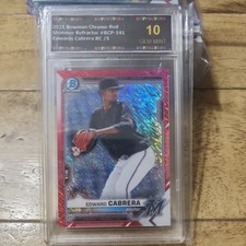 2021 Bowman Chrome Red Shimmer Edward Cabrera #BCP-141 3/5  Graded 10