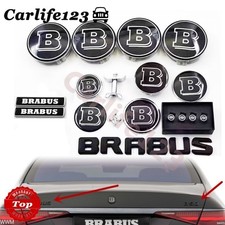 For Mercedes-Benz Brabus Badge Front Hood Emblem Rear Trunk Sticker /Valve Cap.-