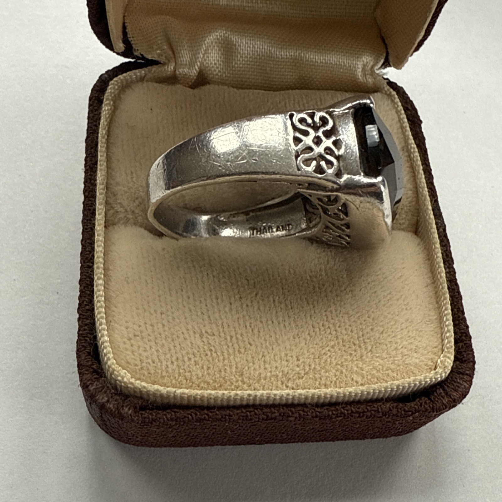 STERLING SILVER RECTANGULAR SMOKEY QUARTZ RING SI… - image 3