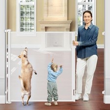HEELALBABY 48" EXTRA TALL BABY RETRACTABLE GATE, 55" WIDE, PET GATE, WHITE