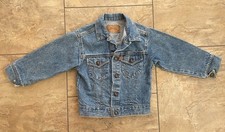 Vintage Little Levi  s Boys 7 Denim Trucker Blue Jean Jacket Orange Tab Made USA