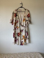 Old Navy Womens XXL Tropical Floral WrapDress Flutter Sleeve Cotton Rayon 2X