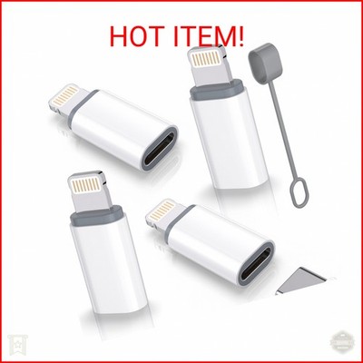 USB C Type C to Lightning Adapter MFi Certified 4 Pack 27W Fast Charging Support