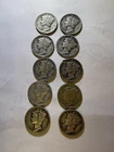 Mercury Dime Lot of 10- 90% Silver - 1940’s