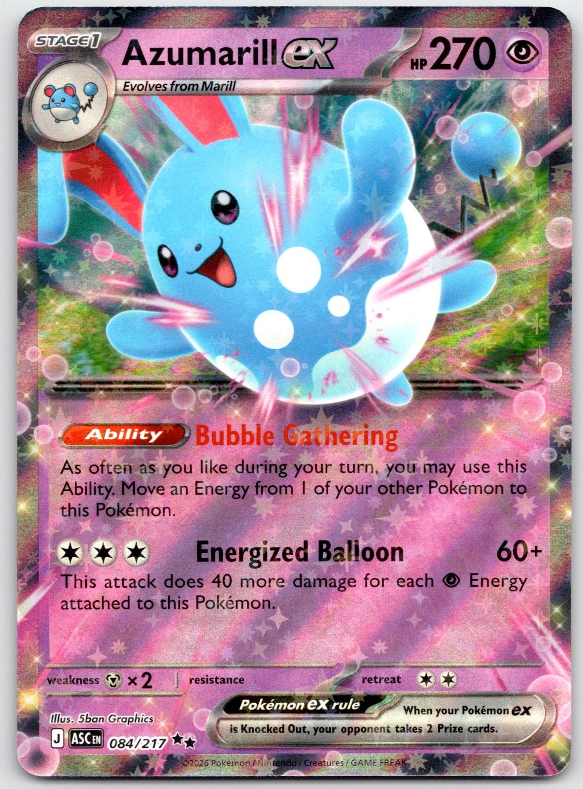 Azumarill ex 084/217 Double Rare Ascended Heroes Pokemon Holo Near Mint