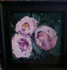Jose Trujillo. Oil painting signed on Canvas  titled Peonies  Bush