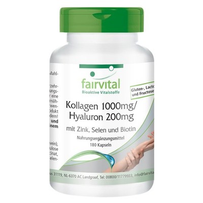 Kollagen 1000mg / Hyaluron 200mg, mit Zink, Selen und Biotin-180 Kapseln | Fairv