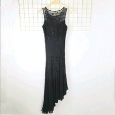 Sue Wong Womens Dress Medium Nocturne Silk Embellished Asymmetrical Hem VTG-Read