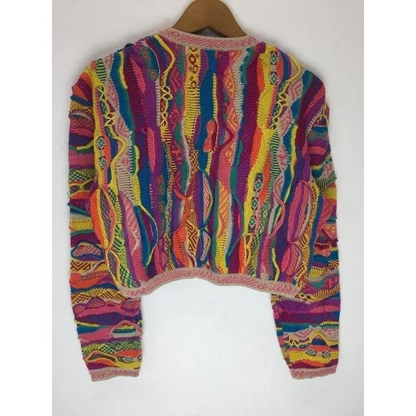 Cárdigan Suéter Tejido 3D Coogi Vintage Años 90 Algodón Multicolor Damas Talla M USADO Foto 2 de 4