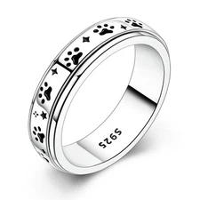 MULA European 925 Sterling Silver Rotatable Star Claw Ring for Women Jewelry