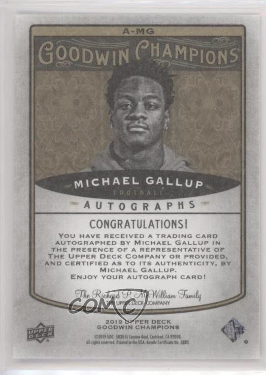 2019 Upper Deck Goodwin Champions Auto Michael Gallup #A-MG Auto - Image 2 of 2