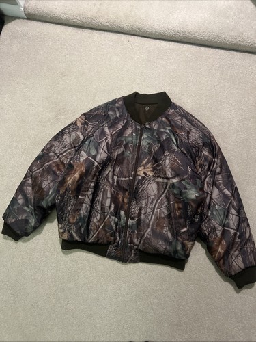 Vtg Realtree Hardwoods Camo Reversible Puffer Jacket Sz Large Fleece Liner - Picture 2 of 10